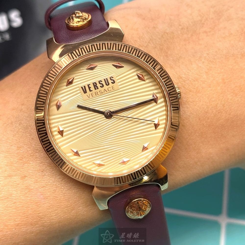 VERSUS VERSACE:手錶,型號:VV00298,女錶36mm玫瑰金錶殼香檳紅錶面精鋼錶帶款-細節圖8