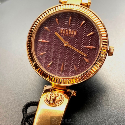 VERSUS VERSACE:手錶,型號:VV00302,女錶34mm玫瑰金錶殼香檳紅錶面精鋼錶帶款