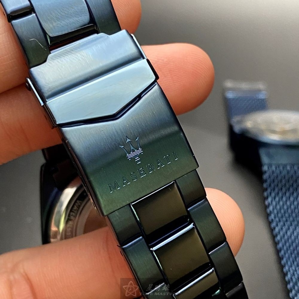 MASERATI:手錶,型號:R8853100025,男錶44mm寶藍錶殼寶藍色錶面精鋼錶帶款-細節圖4