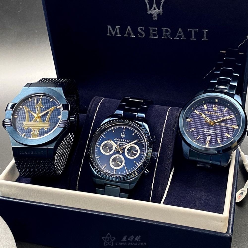 MASERATI:手錶,型號:R8853100025,男錶44mm寶藍錶殼寶藍色錶面精鋼錶帶款-細節圖9