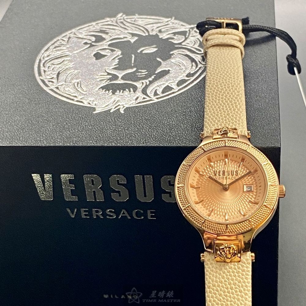 VERSUS VERSACE:手錶,型號:VV00275,女錶32mm玫瑰金錶殼玫瑰金色錶面真皮皮革錶帶款-細節圖9