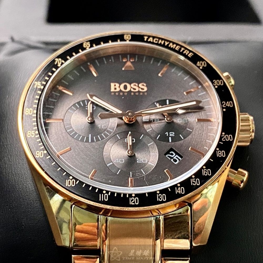 BOSS:手錶,型號:HB1513632,男錶44mm玫瑰金錶殼黑色錶面精鋼錶帶款-細節圖9