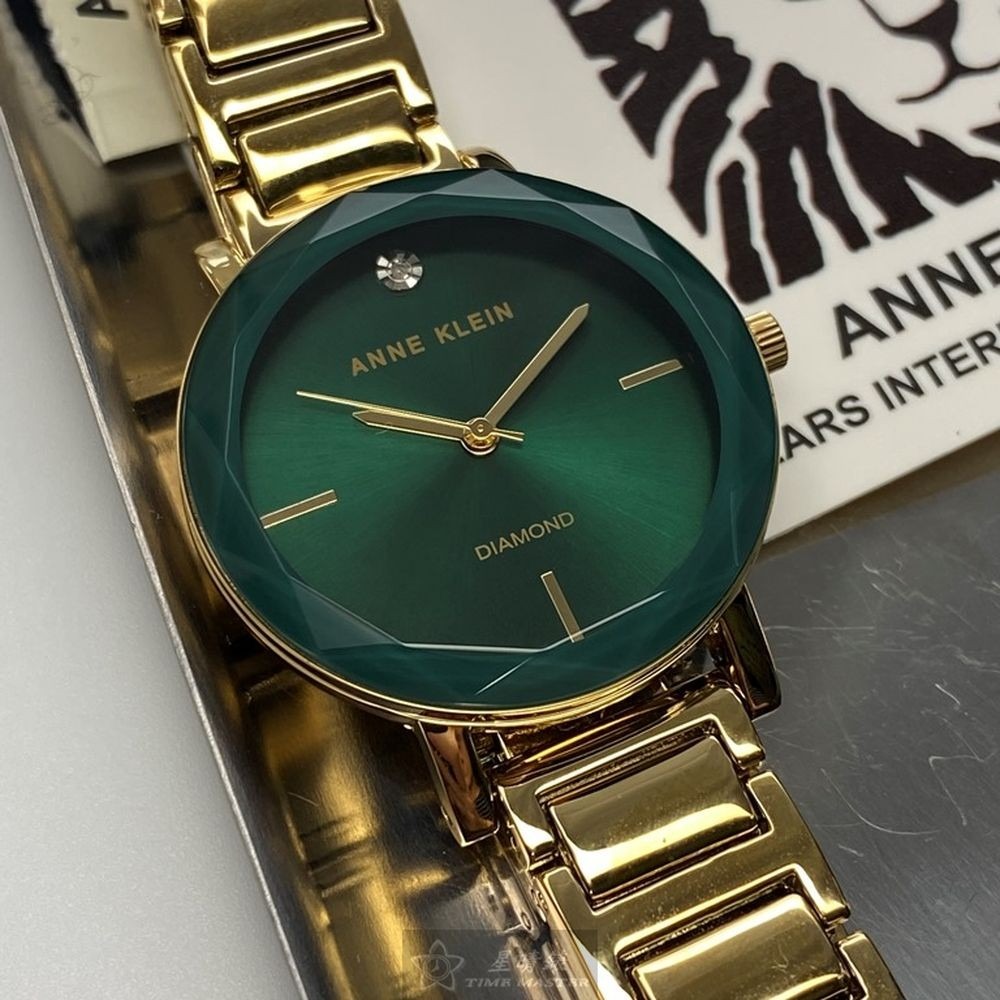 AnneKlein:手錶,型號:AN00361,女錶26mm金色錶殼藍綠錶面合金錶帶款-細節圖3