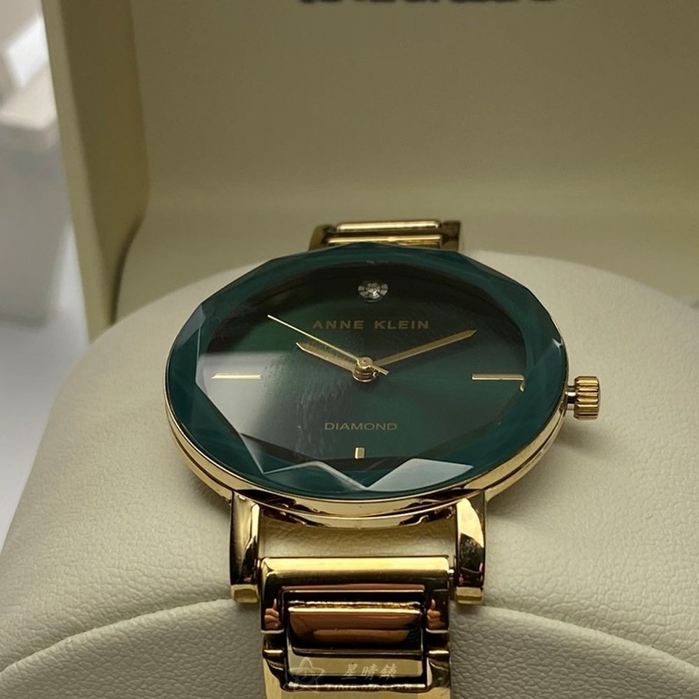 AnneKlein:手錶,型號:AN00361,女錶26mm金色錶殼藍綠錶面合金錶帶款-細節圖8