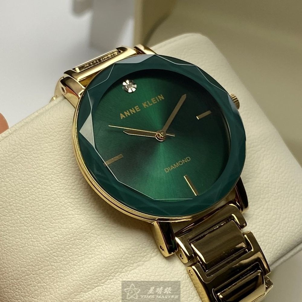 AnneKlein:手錶,型號:AN00361,女錶26mm金色錶殼藍綠錶面合金錶帶款-細節圖9