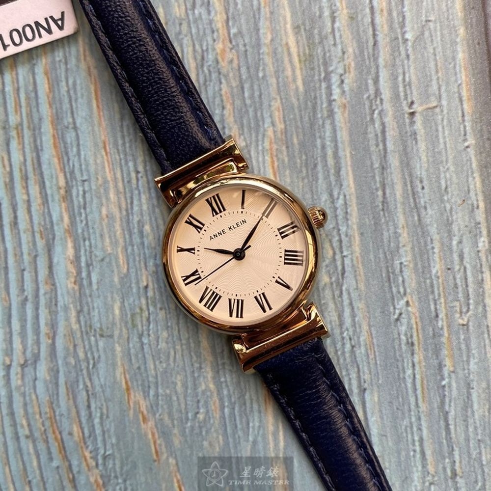 AnneKlein:手錶,型號:AN00143,女錶26mm金色錶殼白色錶面真皮皮革錶帶款-細節圖3
