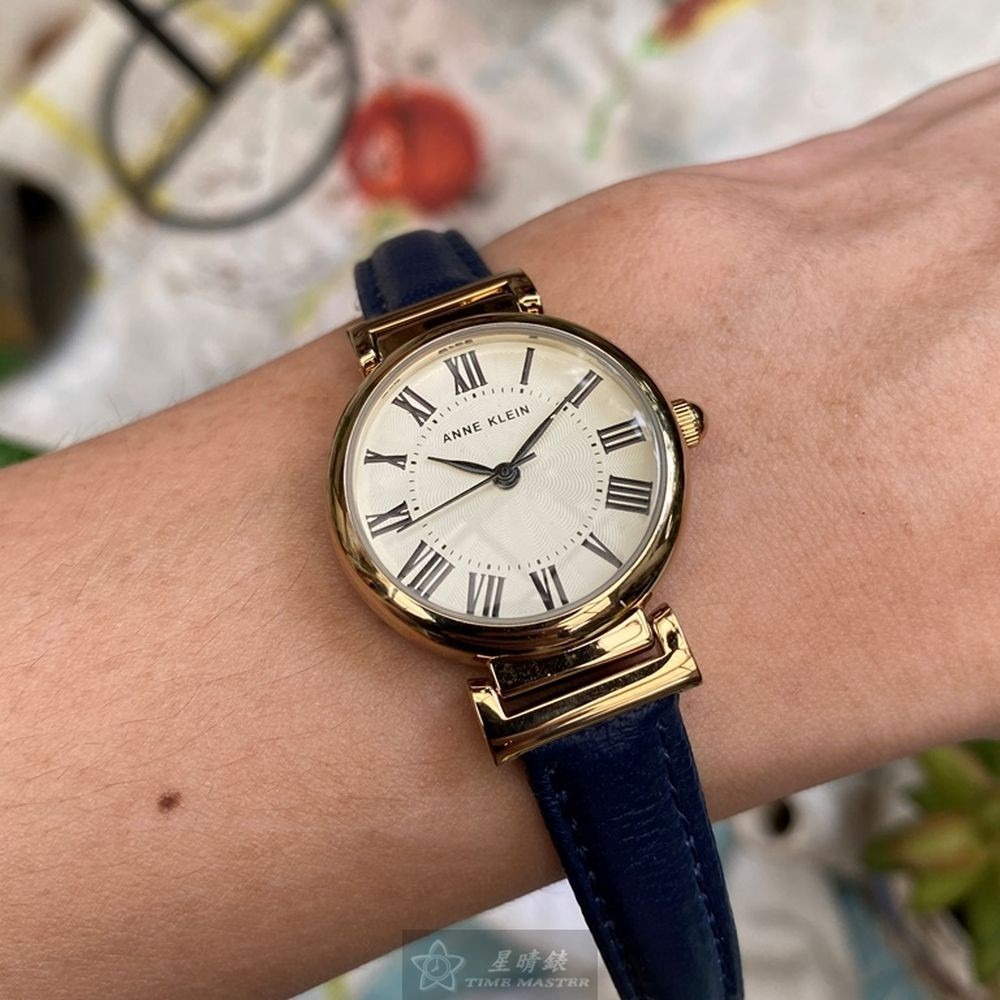 AnneKlein:手錶,型號:AN00143,女錶26mm金色錶殼白色錶面真皮皮革錶帶款-細節圖5