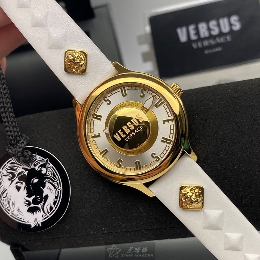 VERSUS VERSACE:手錶,型號:VV00313,女錶40mm金色錶殼白色錶面真皮皮革錶帶款-細節圖2