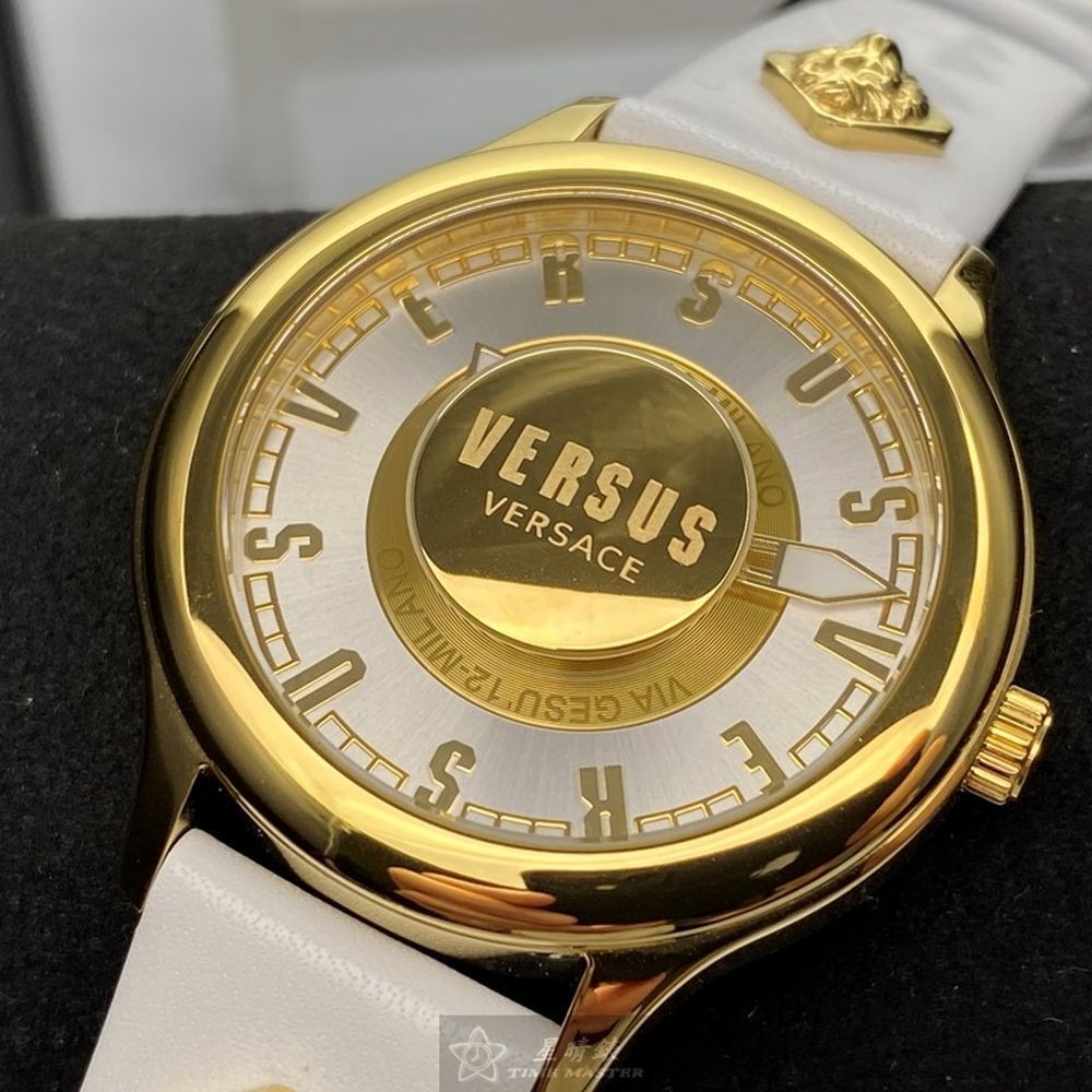 VERSUS VERSACE:手錶,型號:VV00313,女錶40mm金色錶殼白色錶面真皮皮革錶帶款-細節圖3