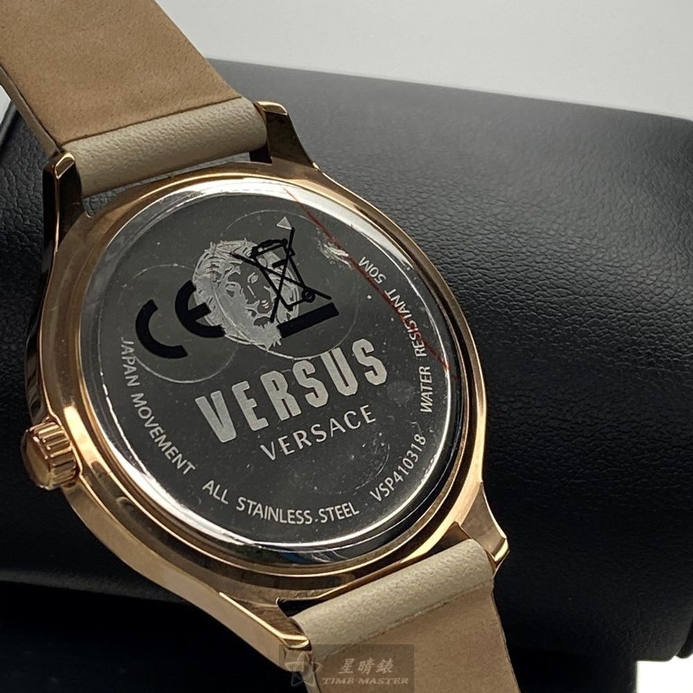 VERSUS VERSACE:手錶,型號:VV00278,女錶40mm玫瑰金錶殼粉金錶面真皮皮革錶帶款-細節圖5