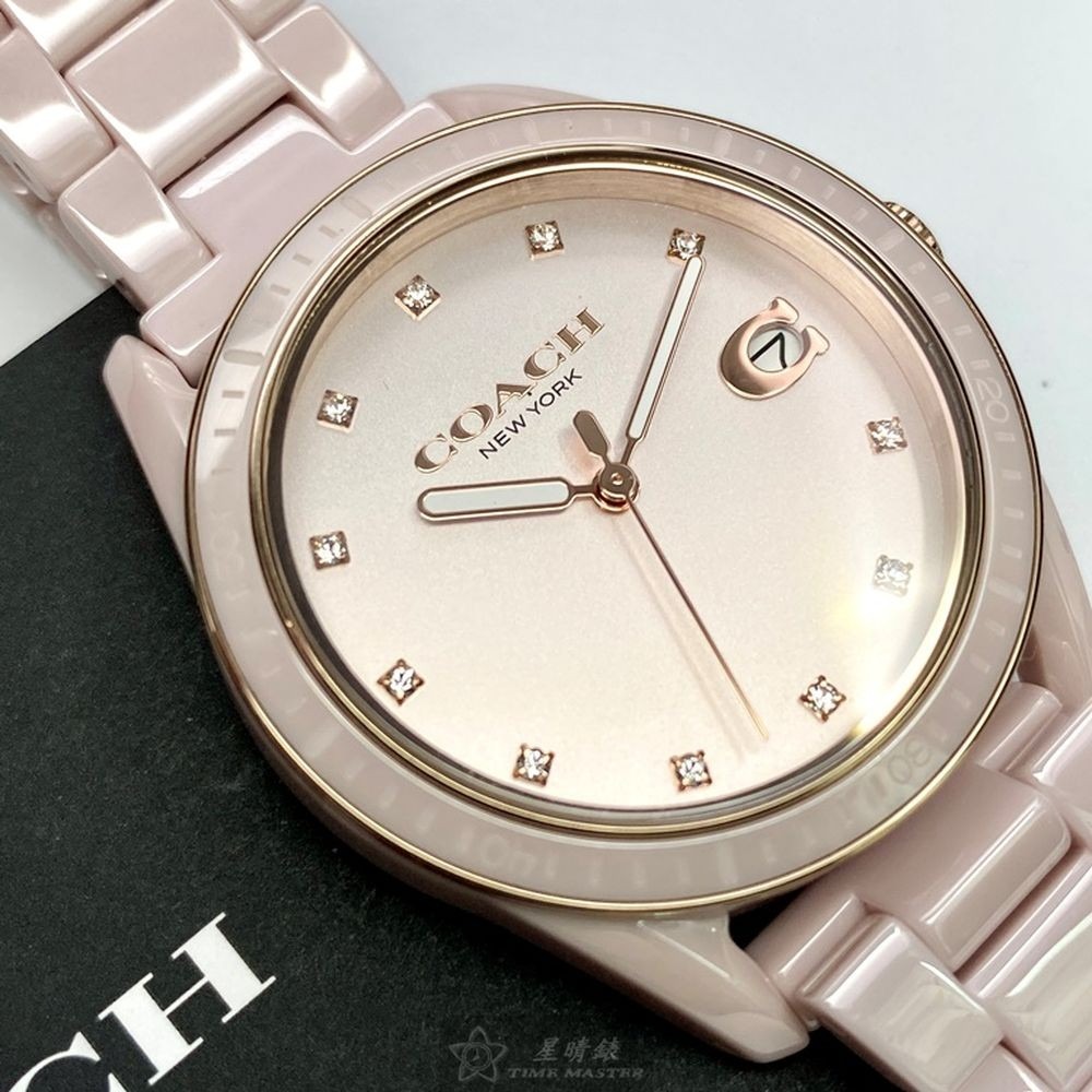 COACH:手錶,型號:CH00022,女錶36mm粉色錶殼粉色錶面陶瓷錶帶款-細節圖3