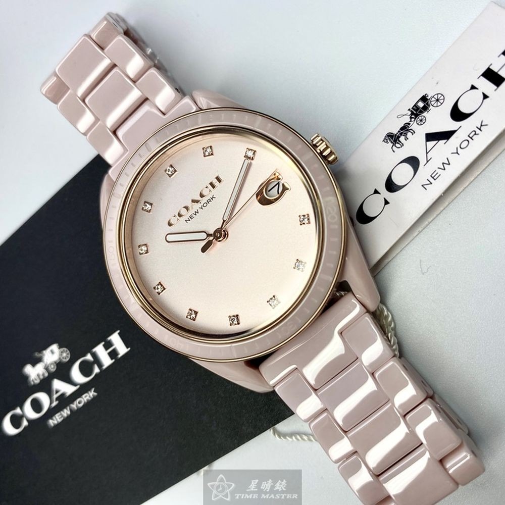 COACH:手錶,型號:CH00022,女錶36mm粉色錶殼粉色錶面陶瓷錶帶款-細節圖4
