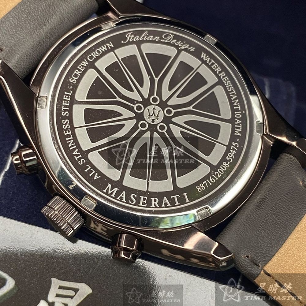 MASERATI:手錶,型號:R8871612008,男女通用錶46mm古銅色錶殼寶藍色錶面真皮皮革錶帶款-細節圖6