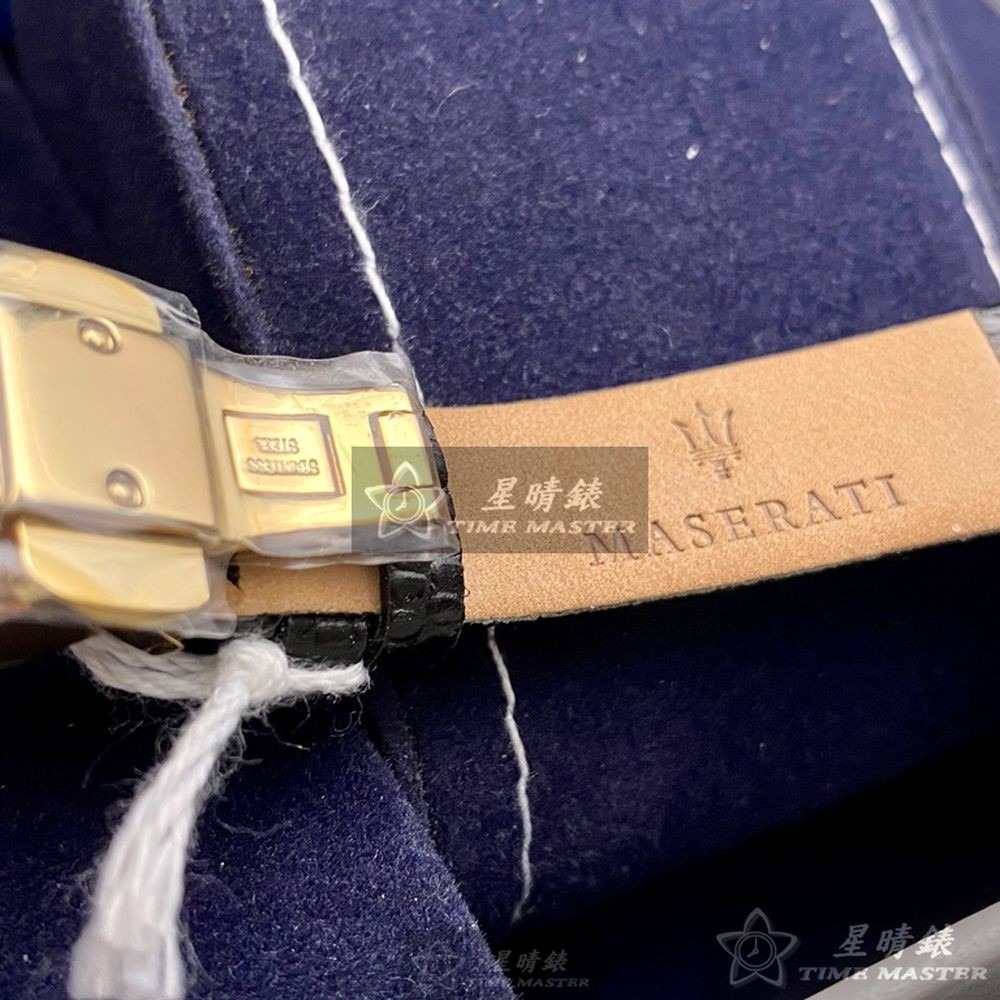 MASERATI:手錶,型號:R8851118501,女錶34mm金色錶殼黑色錶面真皮皮革錶帶款-細節圖5