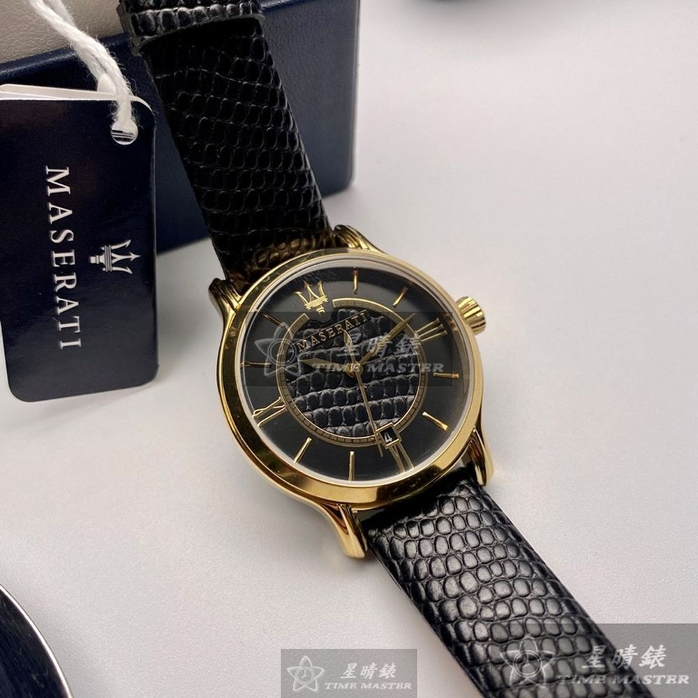 MASERATI:手錶,型號:R8851118501,女錶34mm金色錶殼黑色錶面真皮皮革錶帶款-細節圖8