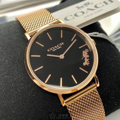COACH:手錶,型號:CH00026,女錶32mm玫瑰金錶殼黑色錶面米蘭錶帶款