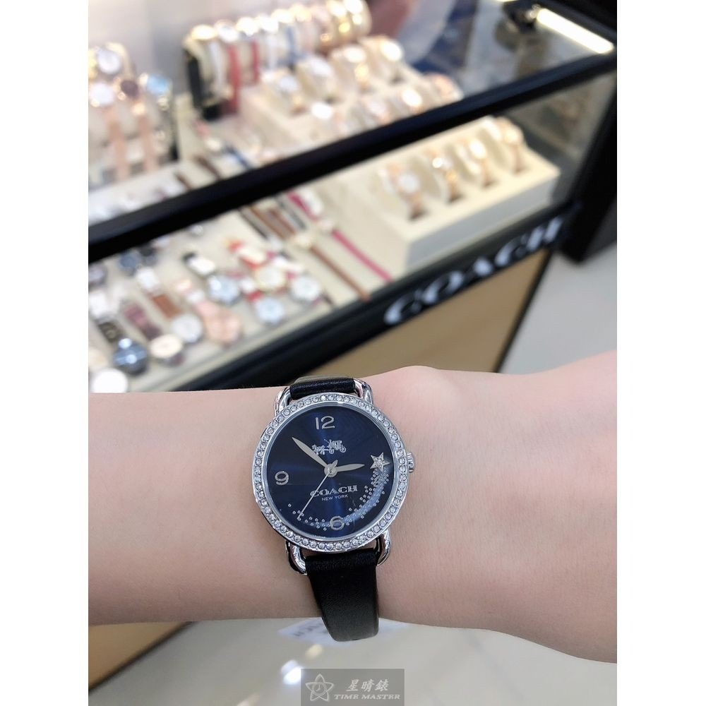 COACH:手錶,型號:CH00032,女錶28mm銀錶殼寶藍色錶面真皮皮革錶帶款-細節圖3