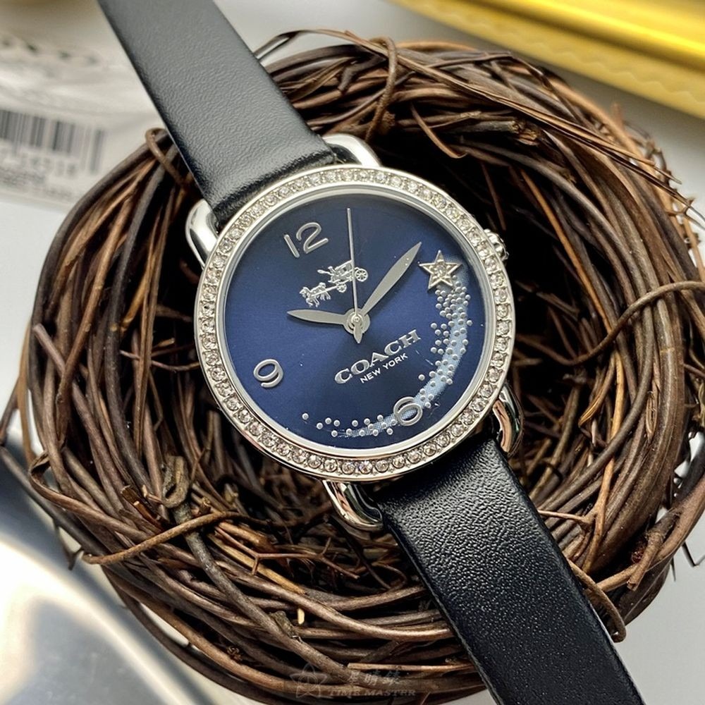 COACH:手錶,型號:CH00032,女錶28mm銀錶殼寶藍色錶面真皮皮革錶帶款-細節圖4