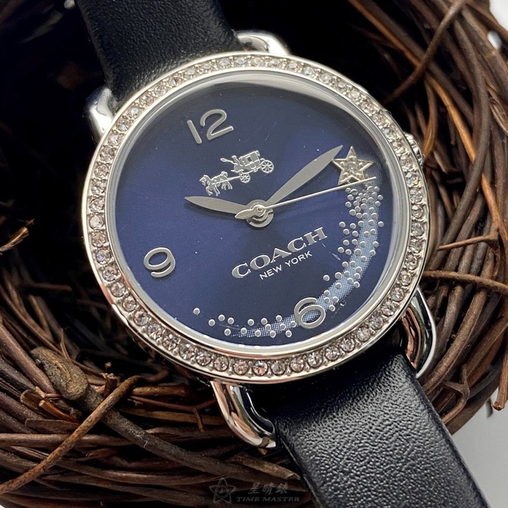 COACH:手錶,型號:CH00032,女錶28mm銀錶殼寶藍色錶面真皮皮革錶帶款-細節圖5