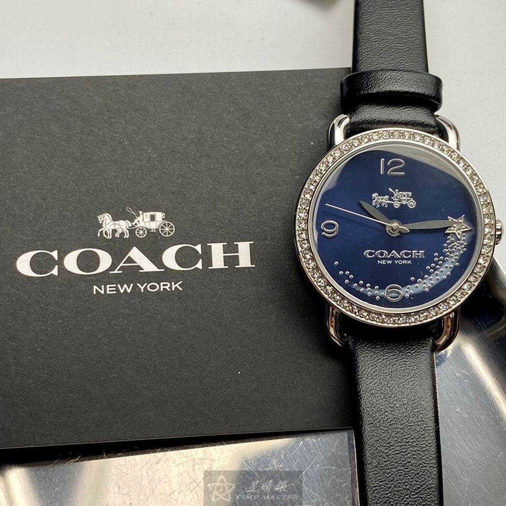 COACH:手錶,型號:CH00032,女錶28mm銀錶殼寶藍色錶面真皮皮革錶帶款-細節圖6
