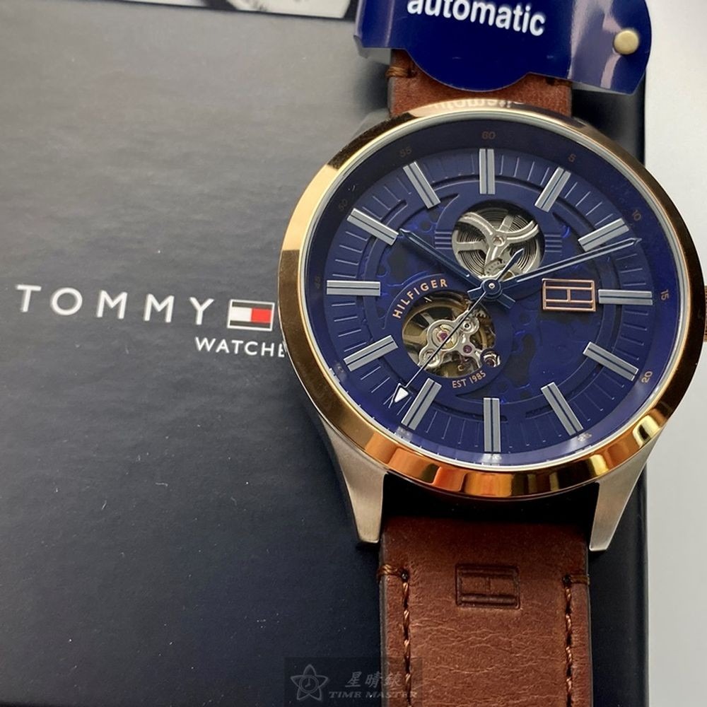 TommyHilfiger:手錶,型號:TH00025,男女通用錶44mm玫瑰金錶殼寶藍色錶面真皮皮革錶帶款-細節圖4
