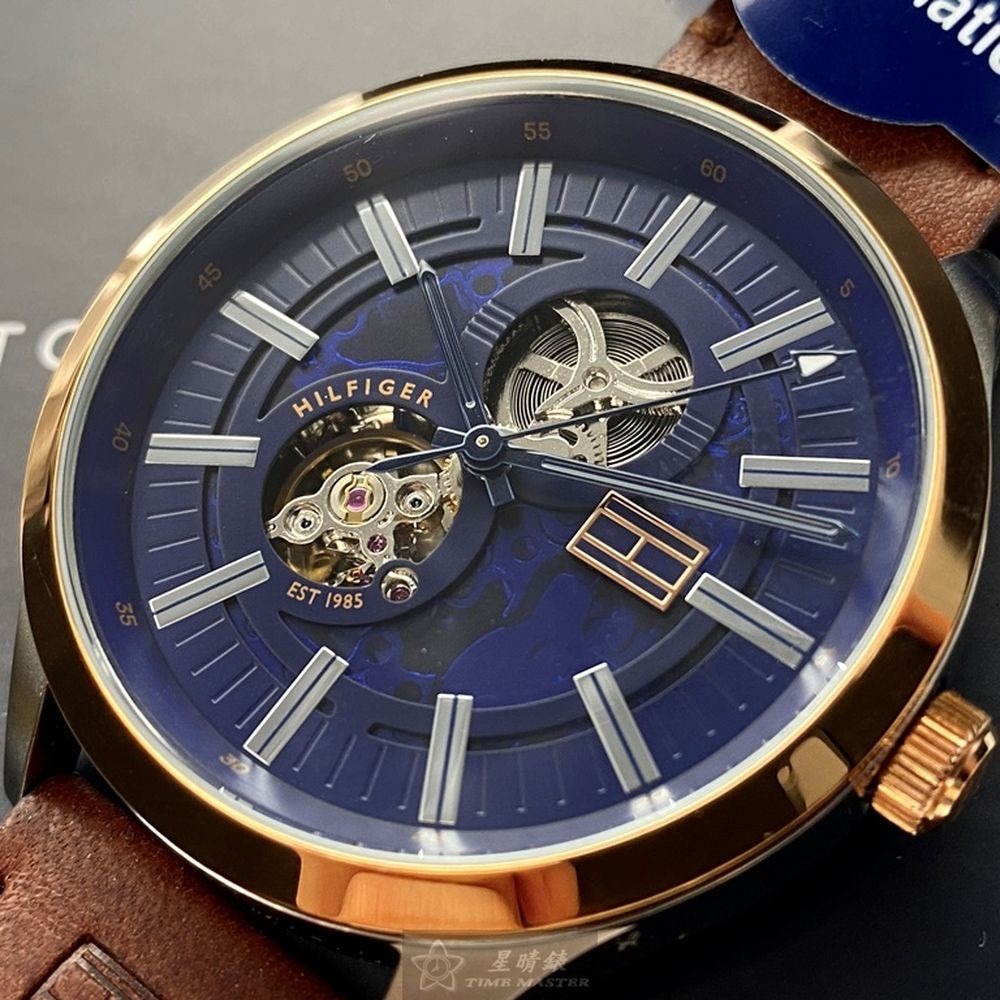 TommyHilfiger:手錶,型號:TH00025,男女通用錶44mm玫瑰金錶殼寶藍色錶面真皮皮革錶帶款-細節圖5