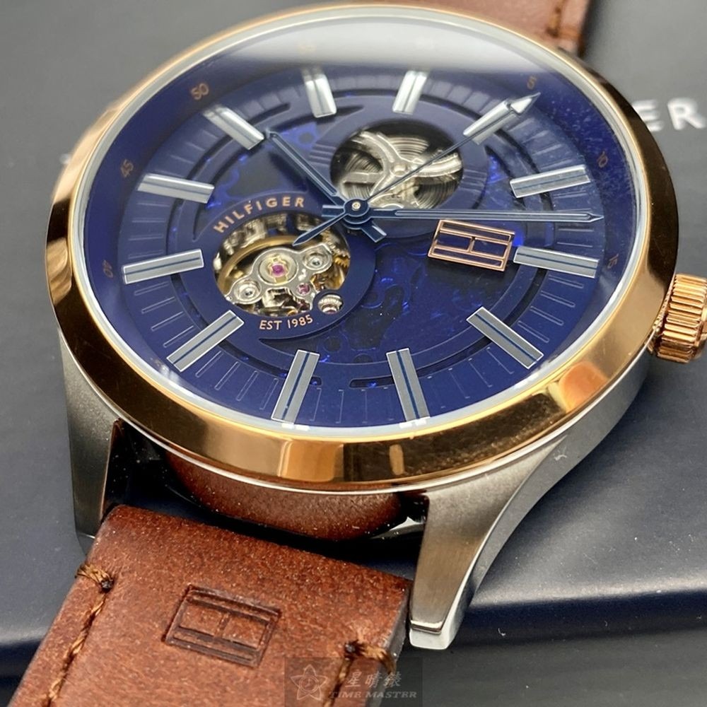 TommyHilfiger:手錶,型號:TH00025,男女通用錶44mm玫瑰金錶殼寶藍色錶面真皮皮革錶帶款-細節圖7