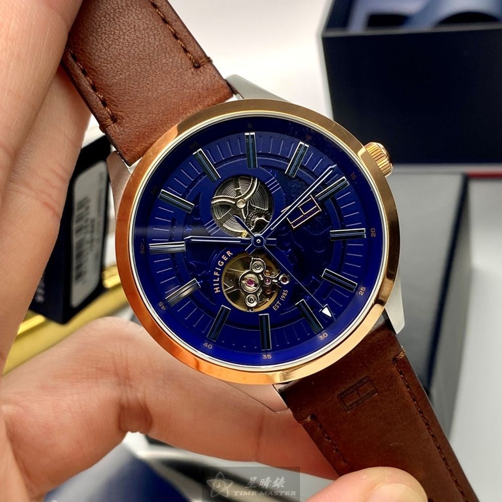 TommyHilfiger:手錶,型號:TH00025,男女通用錶44mm玫瑰金錶殼寶藍色錶面真皮皮革錶帶款-細節圖8