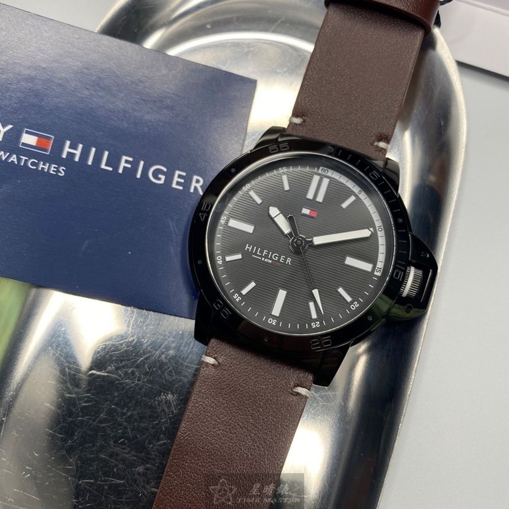 TommyHilfiger:手錶,型號:TH00031,男錶44mm黑錶殼黑色錶面真皮皮革錶帶款-細節圖3