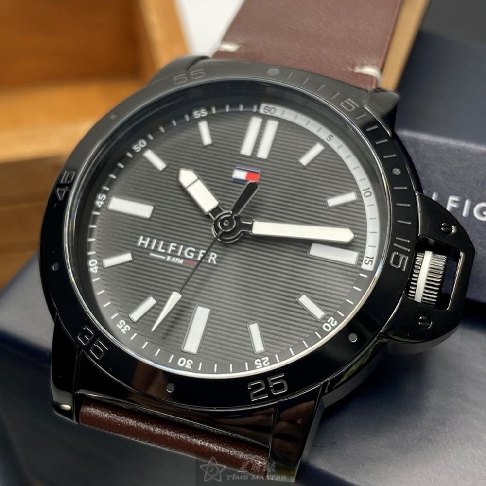 TommyHilfiger:手錶,型號:TH00031,男錶44mm黑錶殼黑色錶面真皮皮革錶帶款-細節圖7