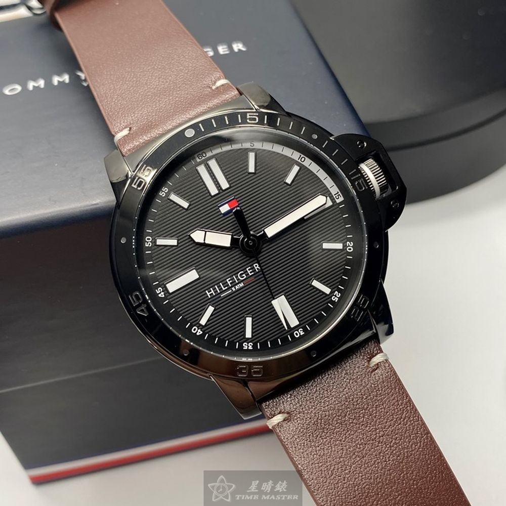 TommyHilfiger:手錶,型號:TH00031,男錶44mm黑錶殼黑色錶面真皮皮革錶帶款-細節圖9