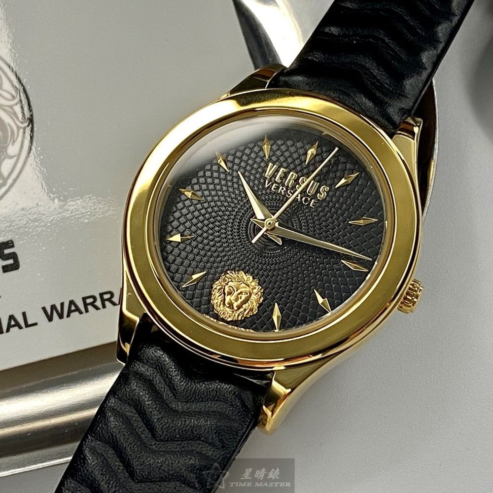 VERSUS VERSACE:手錶,型號:VV00283,女錶34mm金色錶殼黑色錶面真皮皮革錶帶款-細節圖3