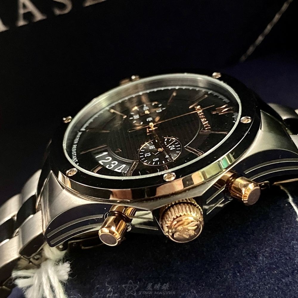 MASERATI:手錶,型號:R8873627001,男錶46mm黑錶殼黑色錶面精鋼錶帶款-細節圖6