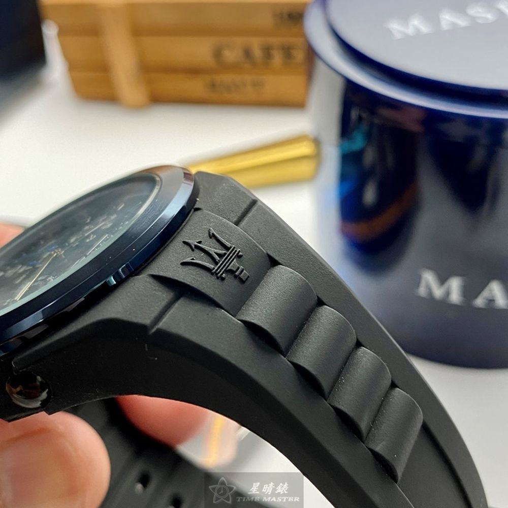 MASERATI:手錶,型號:R8851115007,男女通用錶44mm寶藍錶殼黑色錶面矽膠錶帶款-細節圖6