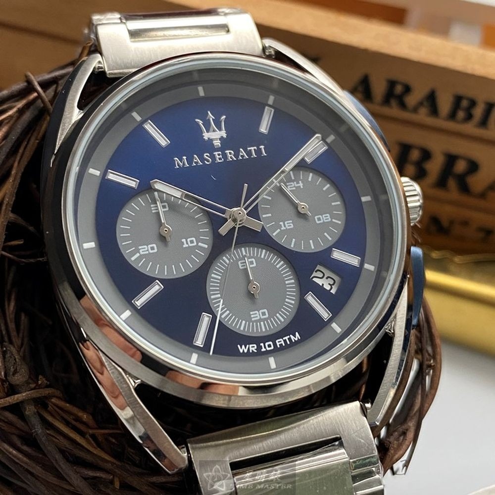 MASERATI:手錶,型號:R8873632004,男女通用錶42mm銀錶殼寶藍色錶面精鋼錶帶款-細節圖2