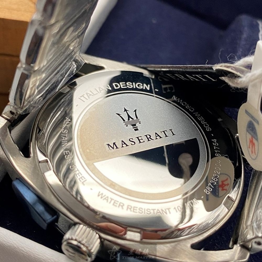 MASERATI:手錶,型號:R8873632004,男女通用錶42mm銀錶殼寶藍色錶面精鋼錶帶款-細節圖4