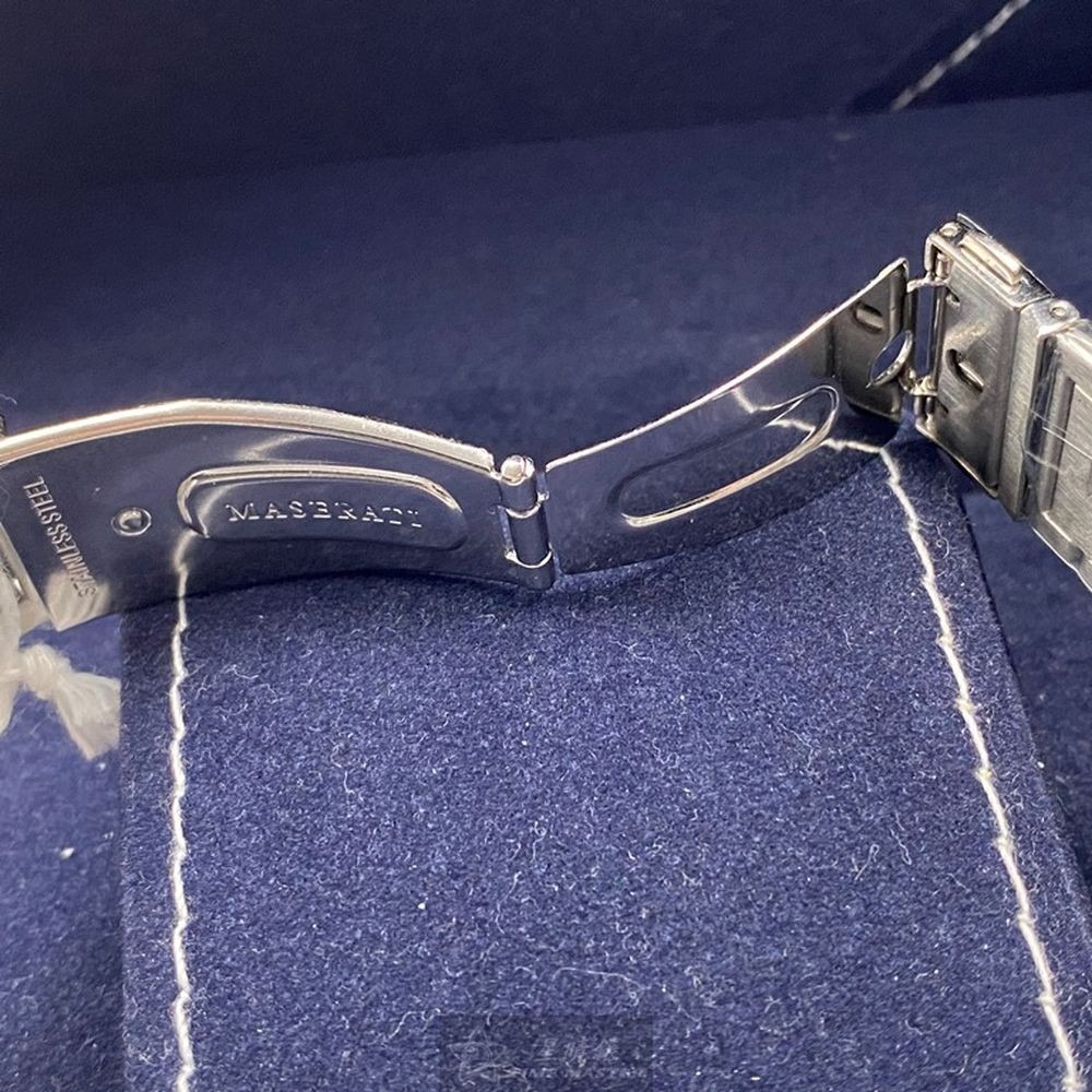 MASERATI:手錶,型號:R8873632004,男女通用錶42mm銀錶殼寶藍色錶面精鋼錶帶款-細節圖7