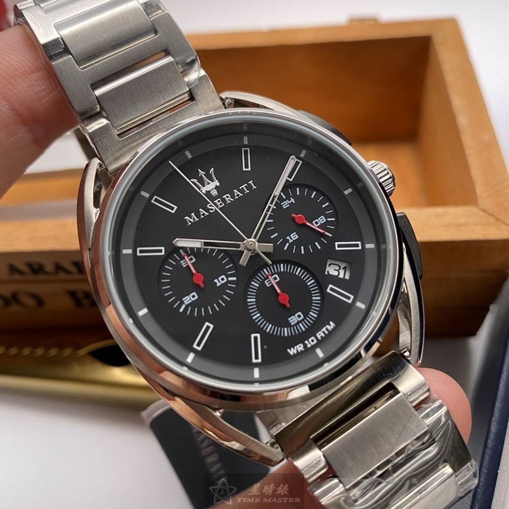 MASERATI:手錶,型號:R8873632003,男女通用錶42mm銀錶殼黑色錶面精鋼錶帶款-細節圖2