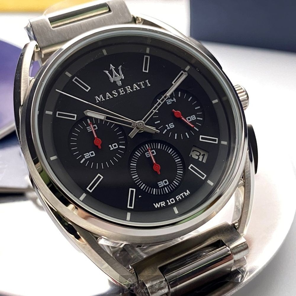 MASERATI:手錶,型號:R8873632003,男女通用錶42mm銀錶殼黑色錶面精鋼錶帶款-細節圖4
