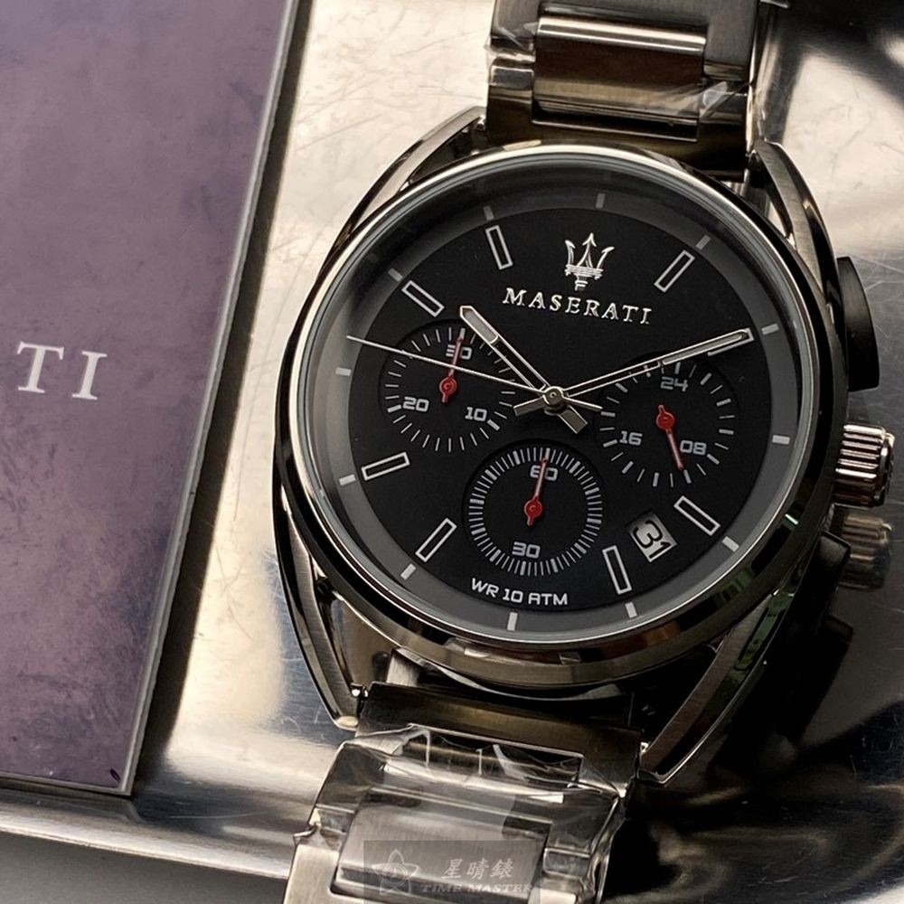 MASERATI:手錶,型號:R8873632003,男女通用錶42mm銀錶殼黑色錶面精鋼錶帶款-細節圖9
