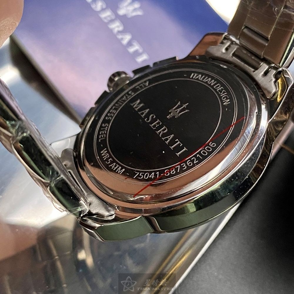 MASERATI:手錶,型號:R8873621006,男錶44mm銀錶殼槍灰藍錶面精鋼錶帶款-細節圖4