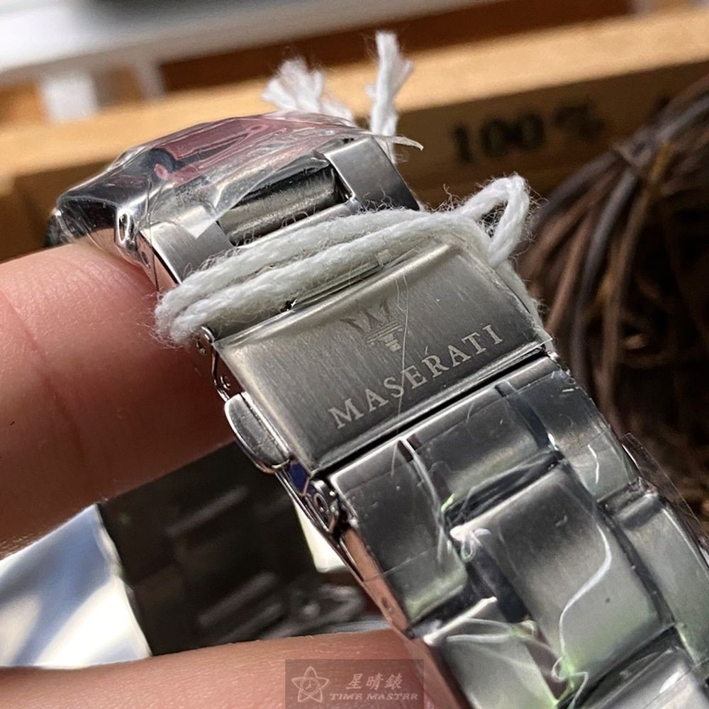 MASERATI:手錶,型號:R8873621006,男錶44mm銀錶殼槍灰藍錶面精鋼錶帶款-細節圖8