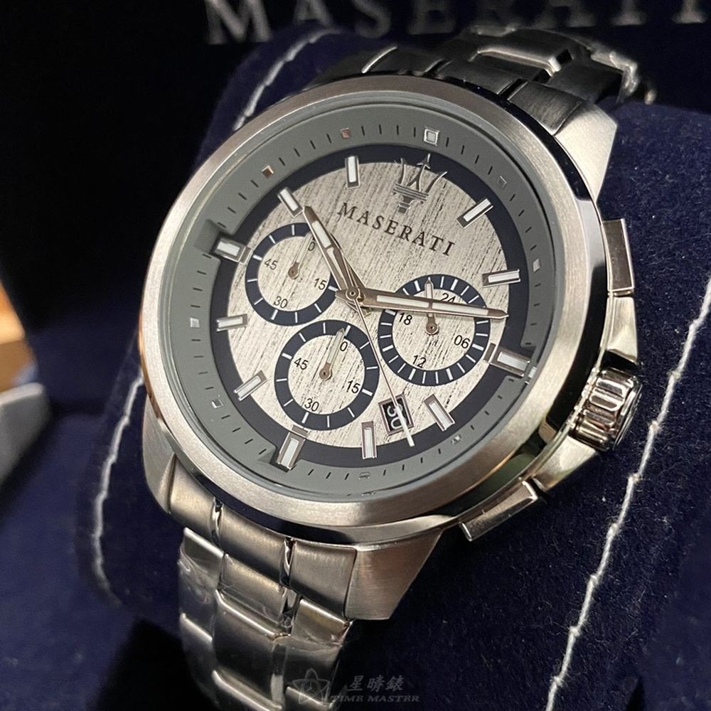 MASERATI:手錶,型號:R8873621006,男錶44mm銀錶殼槍灰藍錶面精鋼錶帶款-細節圖9
