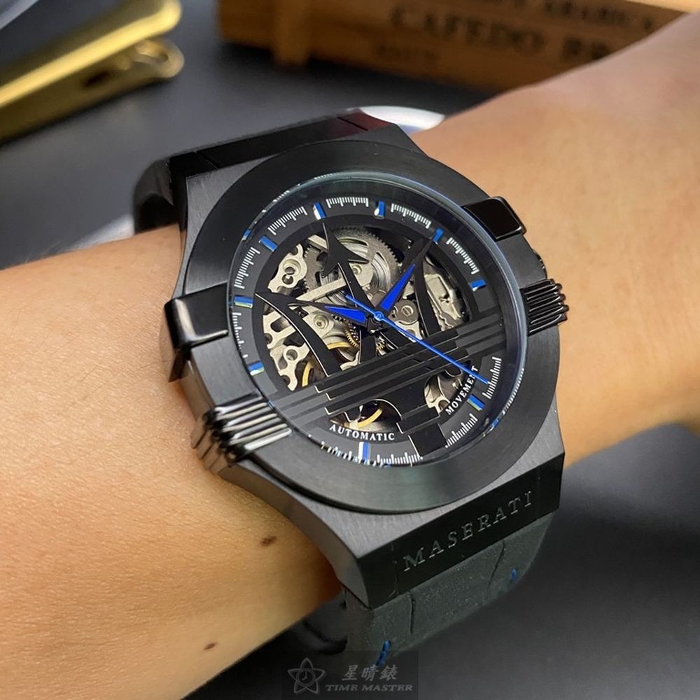 MASERATI:手錶,型號:R8821108009,男女通用錶42mm黑錶殼黑色錶面真皮皮革錶帶款-細節圖2