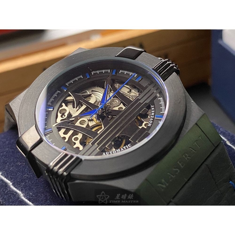 MASERATI:手錶,型號:R8821108009,男女通用錶42mm黑錶殼黑色錶面真皮皮革錶帶款-細節圖3