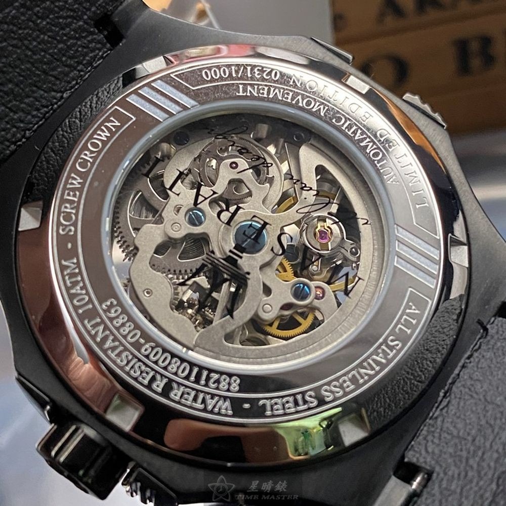 MASERATI:手錶,型號:R8821108009,男女通用錶42mm黑錶殼黑色錶面真皮皮革錶帶款-細節圖4
