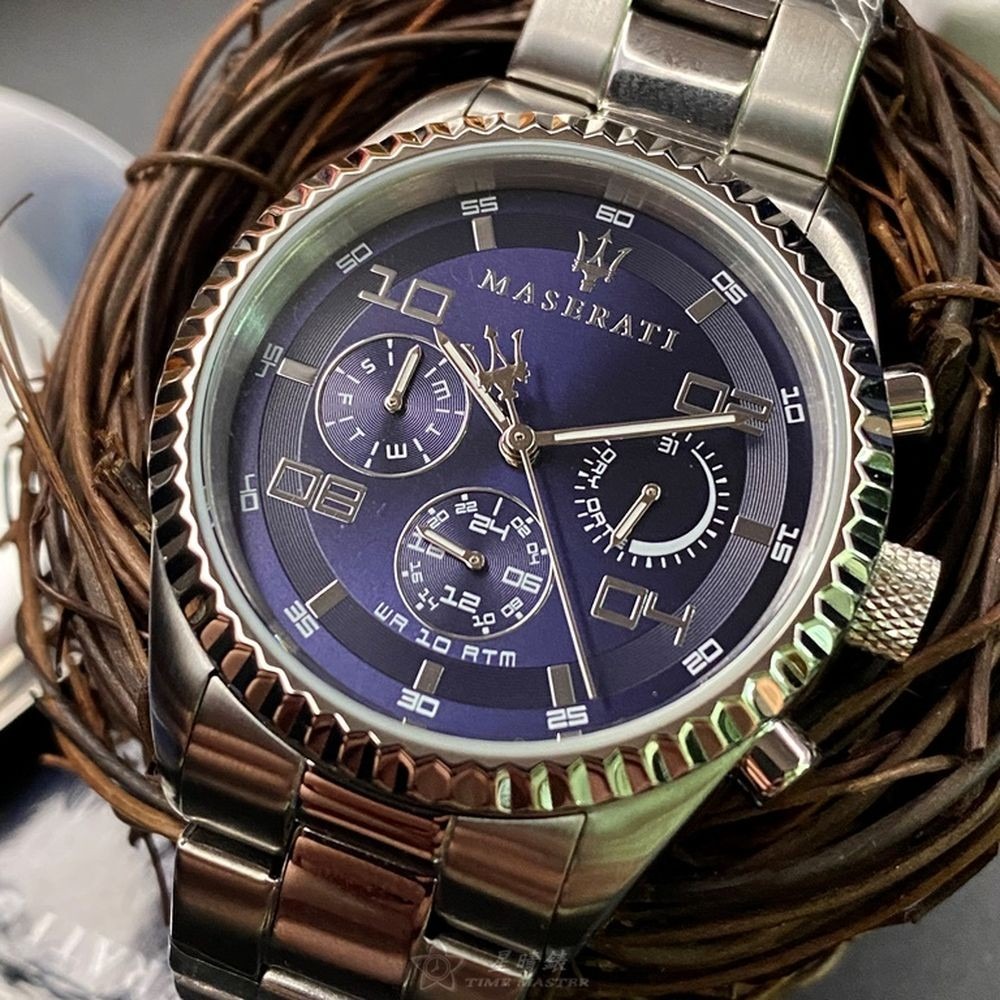 MASERATI:手錶,型號:R8851100011,男女通用錶38mm銀錶殼寶藍色錶面精鋼錶帶款-細節圖2