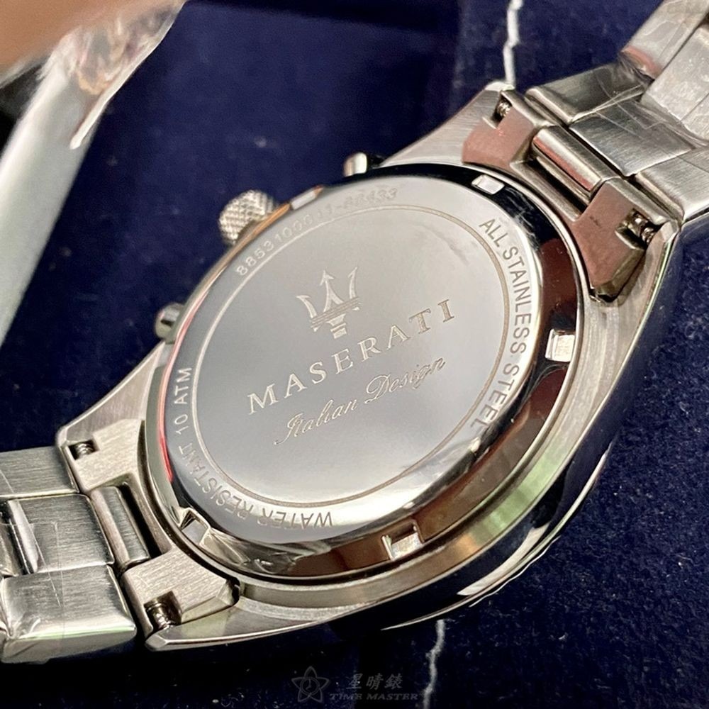 MASERATI:手錶,型號:R8851100011,男女通用錶38mm銀錶殼寶藍色錶面精鋼錶帶款-細節圖3