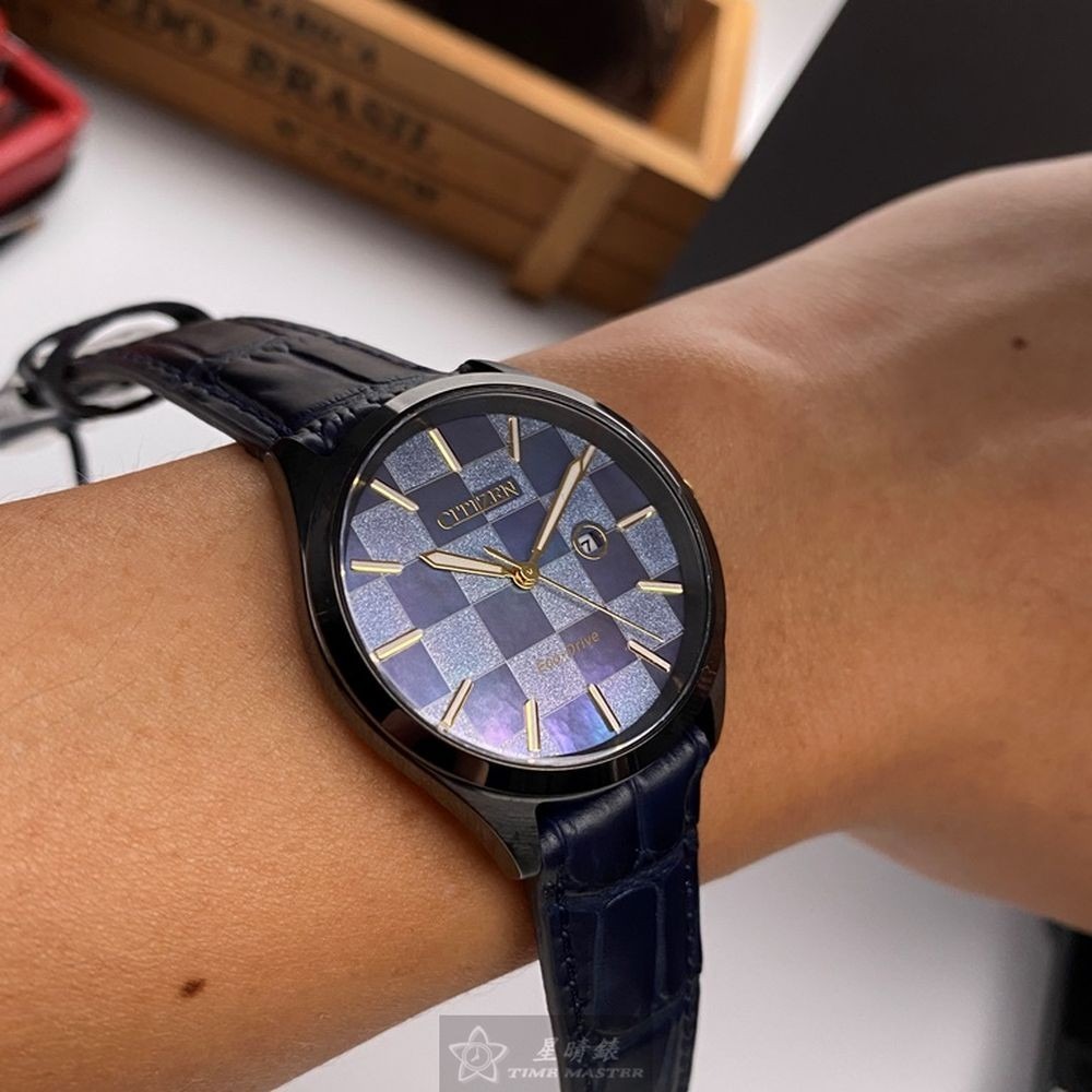 CITIZEN:手錶,型號:CI00012,女錶34mm黑錶殼藍紫色錶面真皮皮革錶帶款-細節圖4