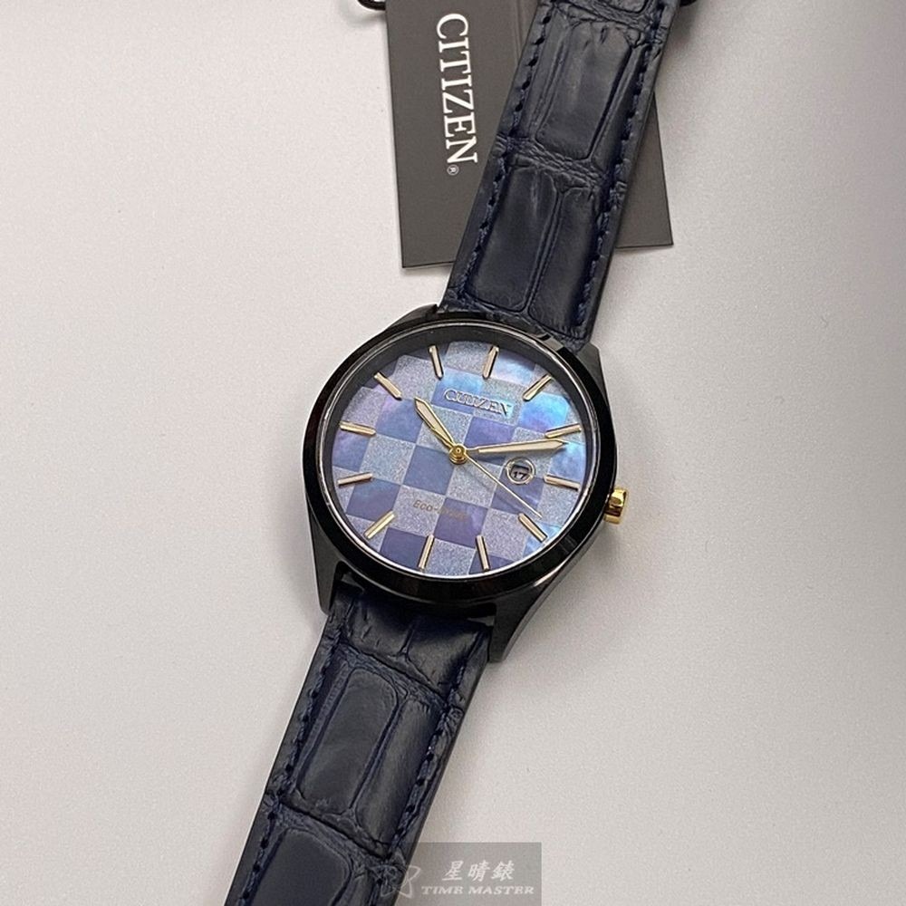 CITIZEN:手錶,型號:CI00012,女錶34mm黑錶殼藍紫色錶面真皮皮革錶帶款-細節圖8